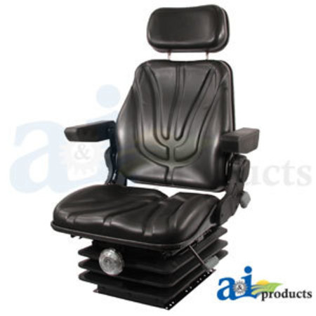 A & I PRODUCTS Seat, F10 Series, Mechanical Suspension / Armrest / Headrest / Black Vinyl 22" x20.25" x19.5" A-F10M200
